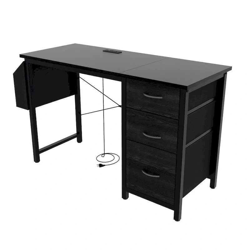 Contemporary Computer Desk with Built-in Charging Station and Versatile Reversible Storage Drawers for Home Office or Study - image 11