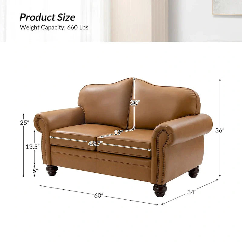 Angel Transitional Genuine Leather Sofa with Tufted Backrest by HULALA HOME - image 12