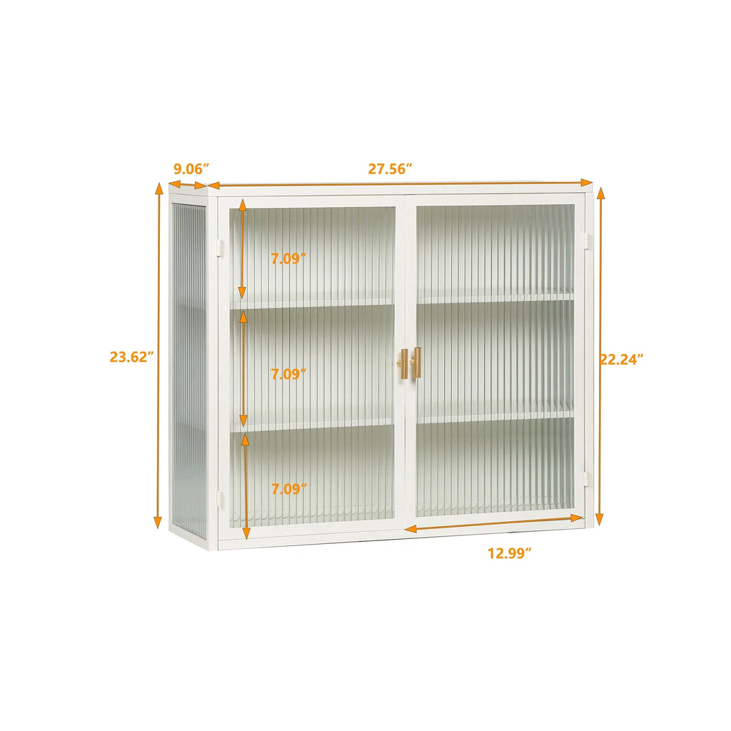 27.56"Modern Wall Cabinet with Glass Doors, Bathroom Cabinet with Featuring Three-tier Storage for Entryway Living Room, Bathroom or Dining Room - image 12