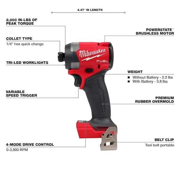 M18 FUEL 18V Lithium-Ion Brushless Cordless 1/4 in. Hex Impact Driver (Tool-Only) - image 2
