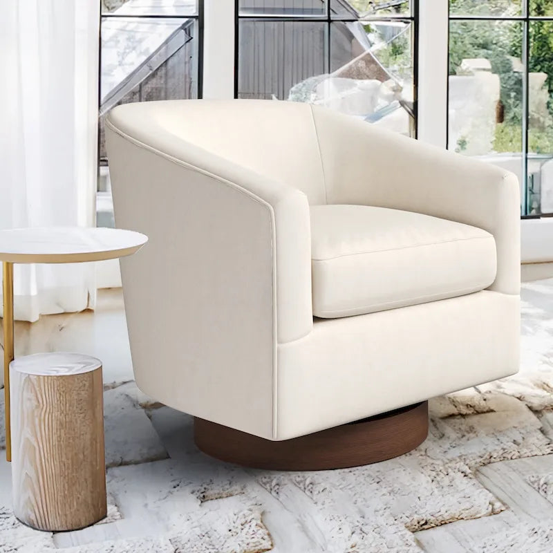 LUE BONA Contemporary Upholstered Wooden Barrel Swivel Accent Chair for Living Room - image 2