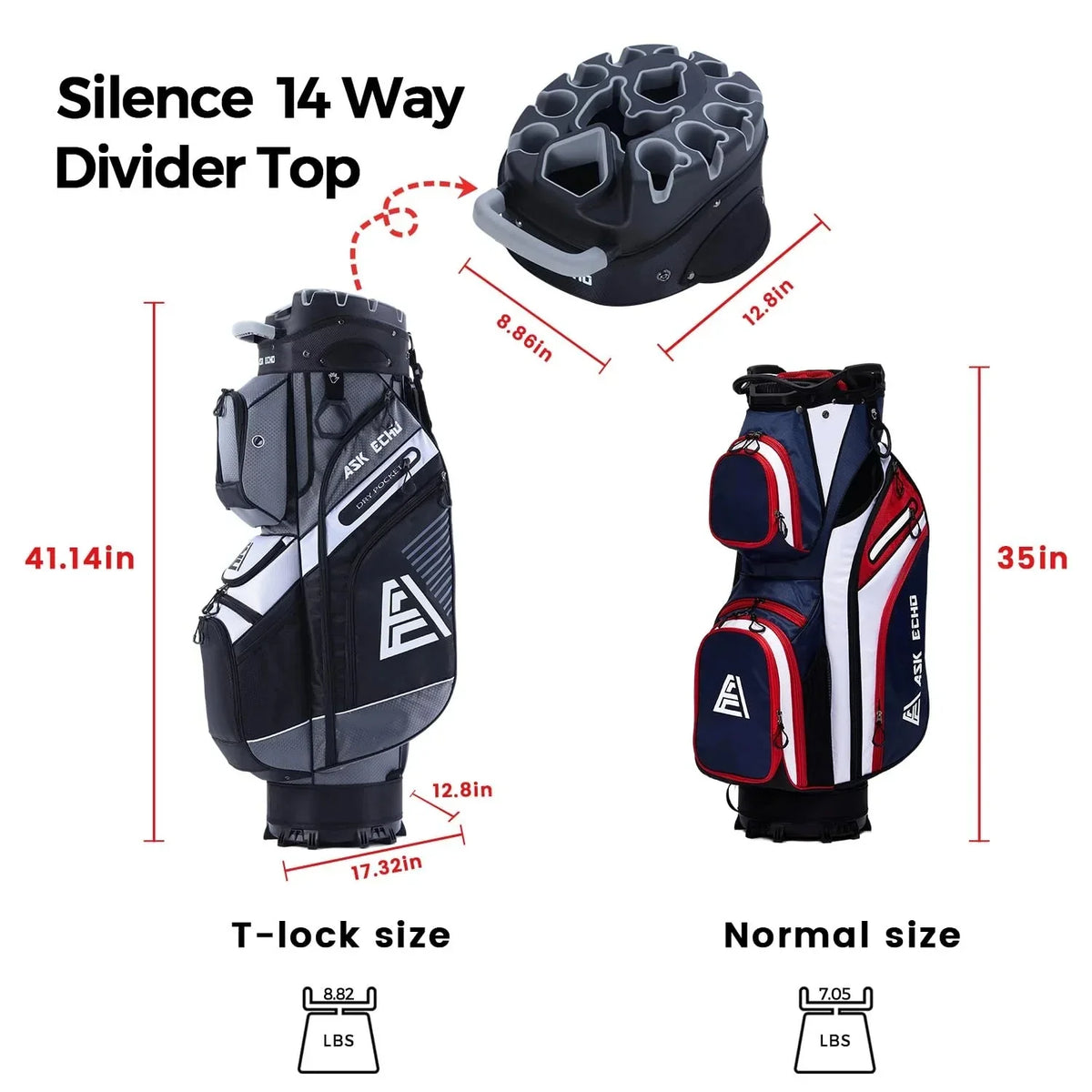 ASK ECHO T-Lock Golf Cart Bag with Handles and Rain Cover - image 6