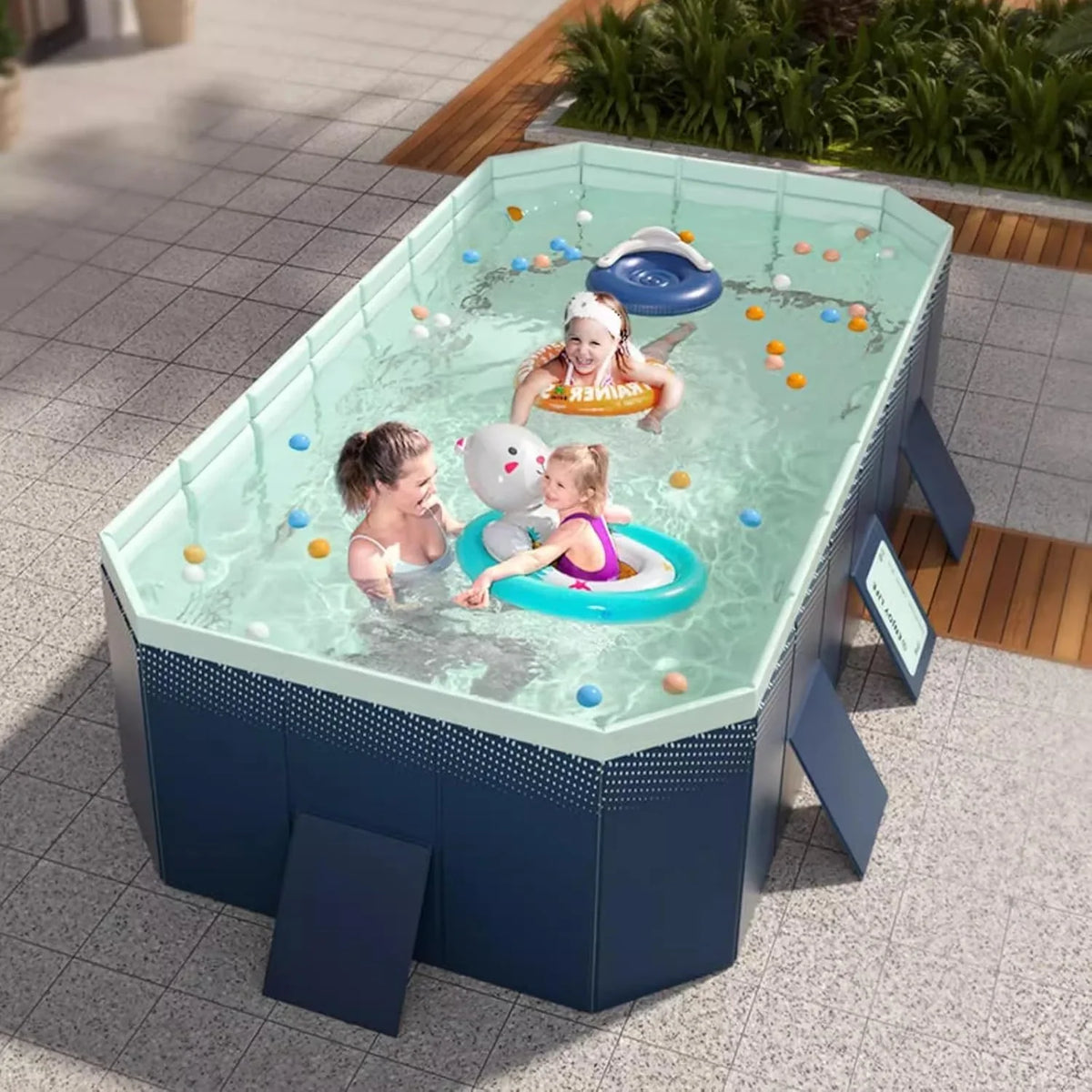 Pool Above Ground/Wood Frame Swimming Pools, 5feet/ 6foot/ 7ft/ 8ft/ 9ft/ 13ft Long Outdoor Mini Large Rectangular Pool for I
