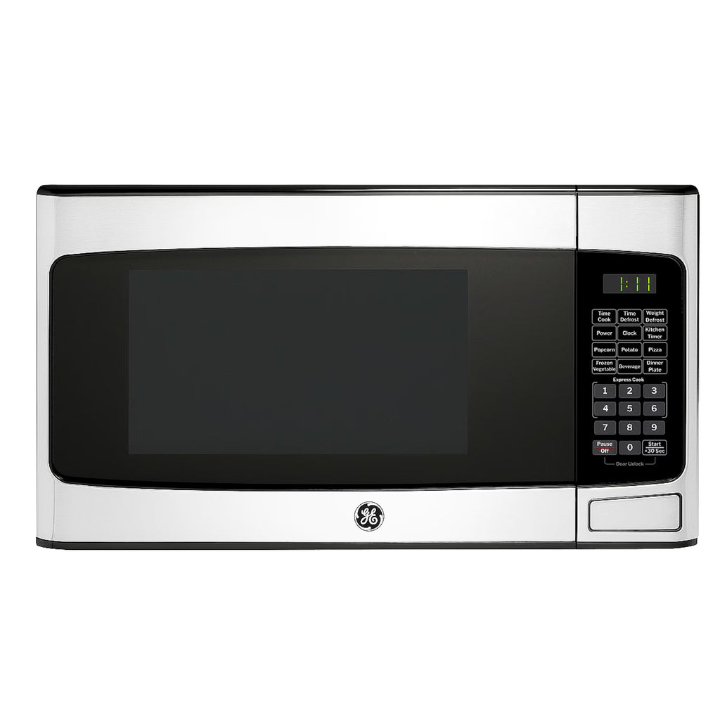 GE 1.1 Cu Ft Countertop Microwave Oven, 950W, Stainless Steel, One-Touch Cooking, Turntable, Auto Defrost, Child Lock, Model GCST11N1WSS - image 1