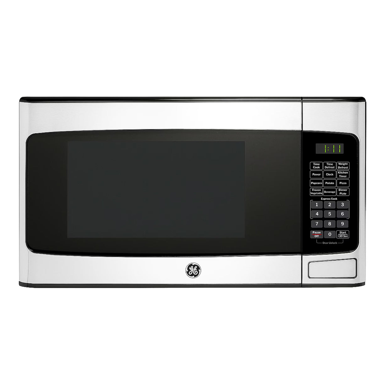 GE 1.1 Cu Ft Countertop Microwave Oven, 950W, Stainless Steel, One-Touch Cooking, Turntable, Auto Defrost, Child Lock, Model GCST11N1WSS - image 1
