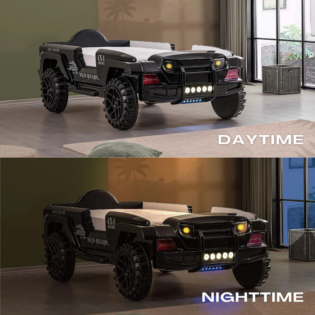 Furniture of America Terra Kids Plastic Twin SUV Bed with LED and Sound, Black - image 14