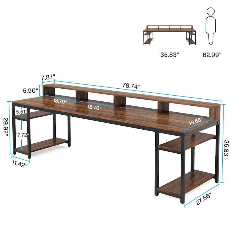 78.7-Inch Extra Long Double Desk for Two, Ideal for Home Office Use - image 6