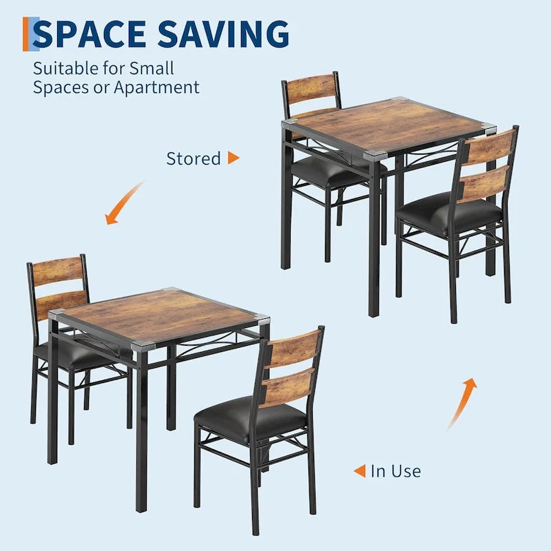 Wooden Dining Table Set with Upholstered Chairs for Kitchen - image 19