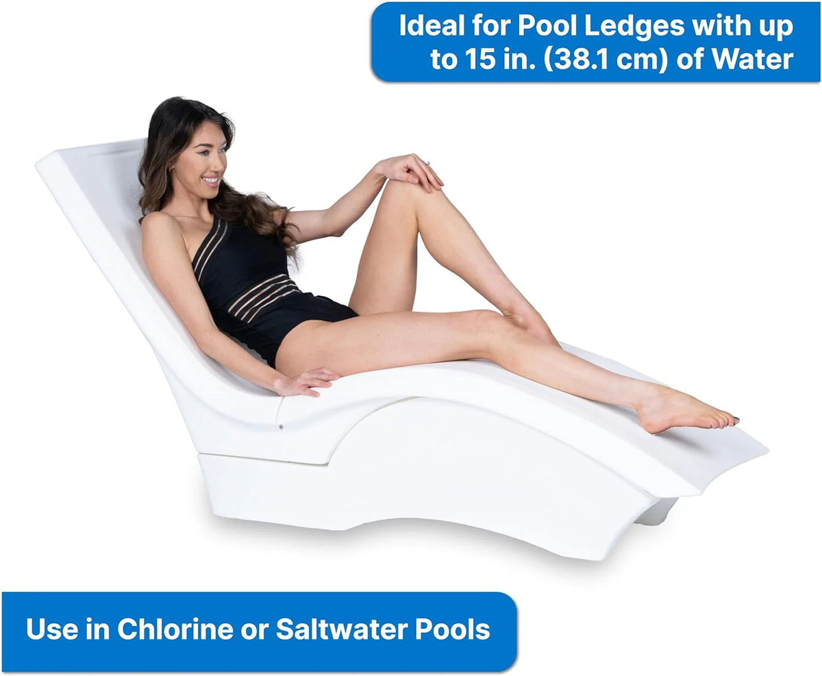 Pool Lounger, Fade-Resistant, Waterproof Patio Furniture, Pool Lounge Chair for Sun Shelf, Use in Pools with Shelves Up to 9-Inches Deep or Outside Pool Deck, Weighted, White - image 21