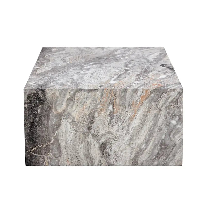 Contemporary Rectangular Coffee Table with Sturdy Base and Imitation Marble Finish for Living Room - image 25