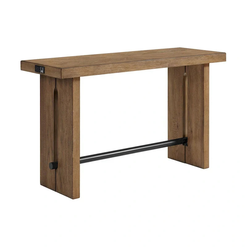 Landmark 60-Inch Wide Sofa Table with Dual Legs in Weathered Oak Finish - image 1
