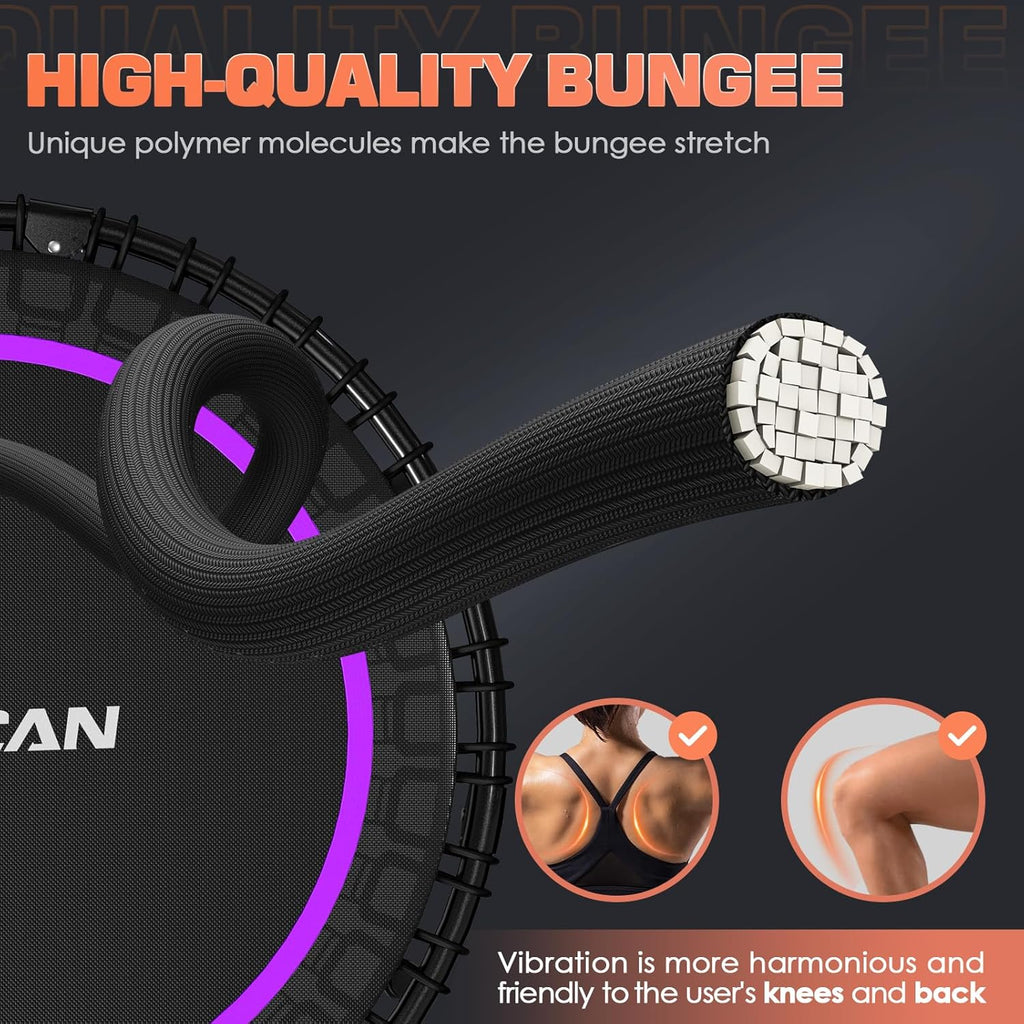 BCAN 450/550 LBS Foldable Mini Trampoline, 40"/48" Fitness Trampoline with Bungees, U Shape Adjustable Foam Handle, Stable & Quiet Exercise Rebounder for Adults Indoor/Outdoor Workout - image 69