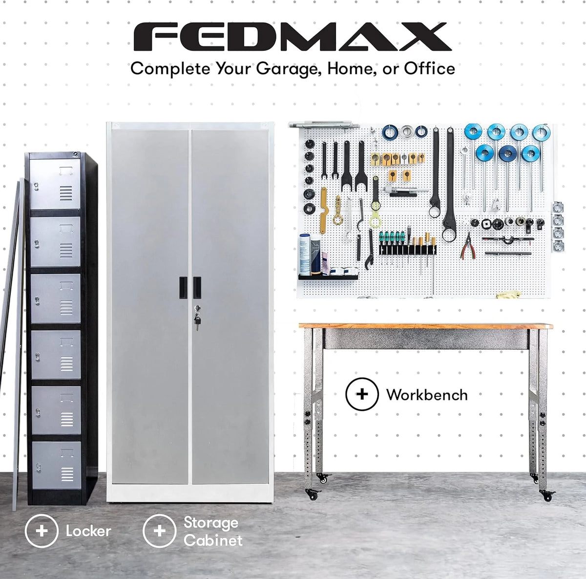 Heavy Duty Metal Garage Locker - 71 "tall large steel multipurpose locker with adjustable shelves and door locks - black and silver - image 9