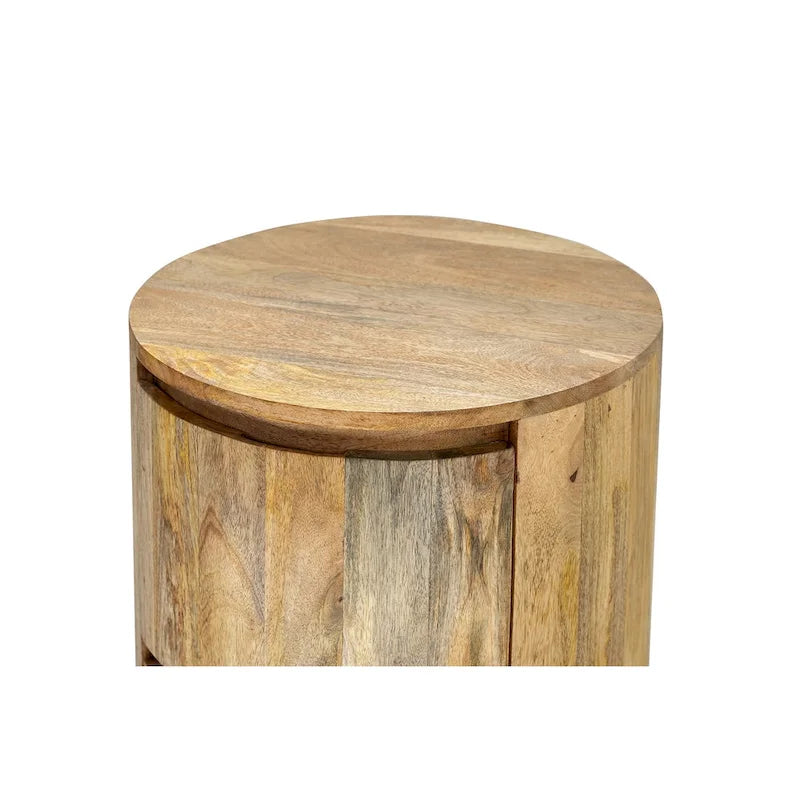 Round Nightstand with 2 Drawers Wooden Bedside Table - image 9