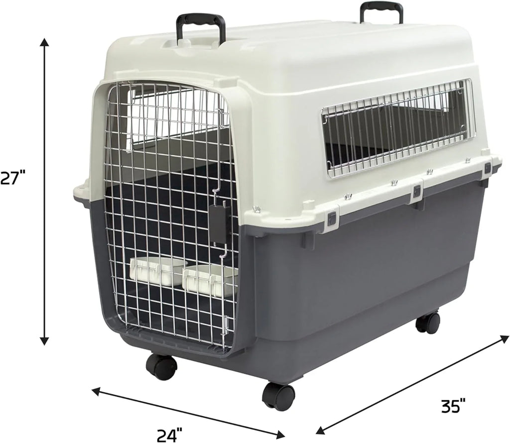 Designs Plastic Kennels Rolling Plastic Airline Approved Wire Door Travel Dog Crate, XXX-Large, Gray - image 51