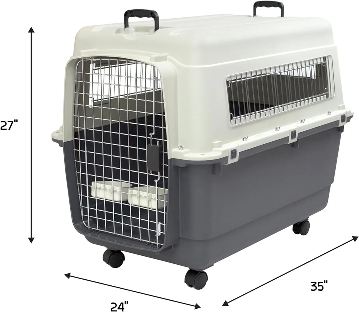 Designs Plastic Kennels Rolling Plastic Airline Approved Wire Door Travel Dog Crate, XXX-Large, Gray - image 51