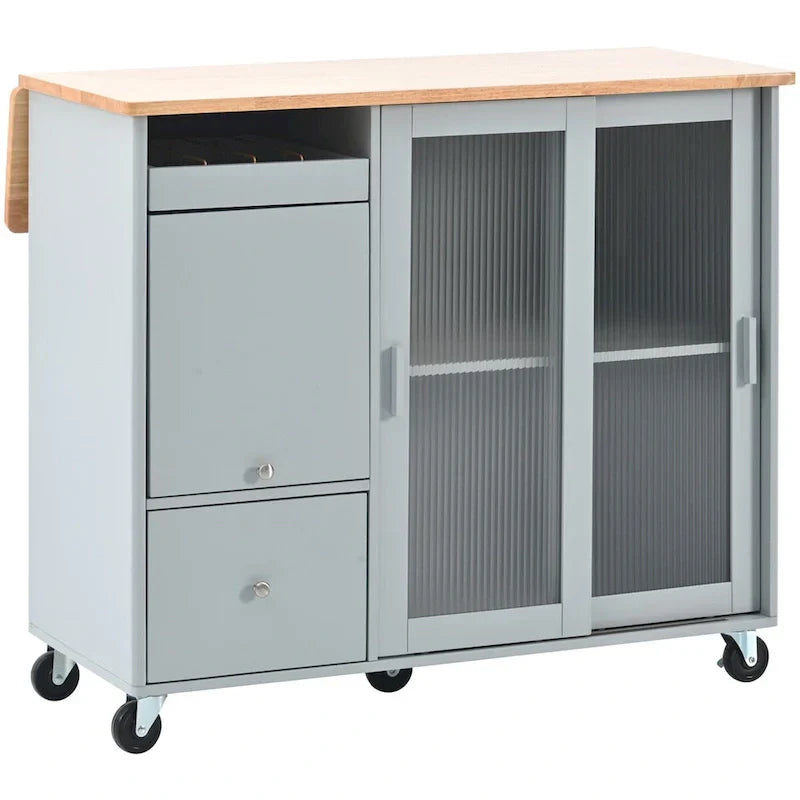 Merax Spacious Kitchen Island Cart with Adjustable Shelf and Dual Drawers - image 4