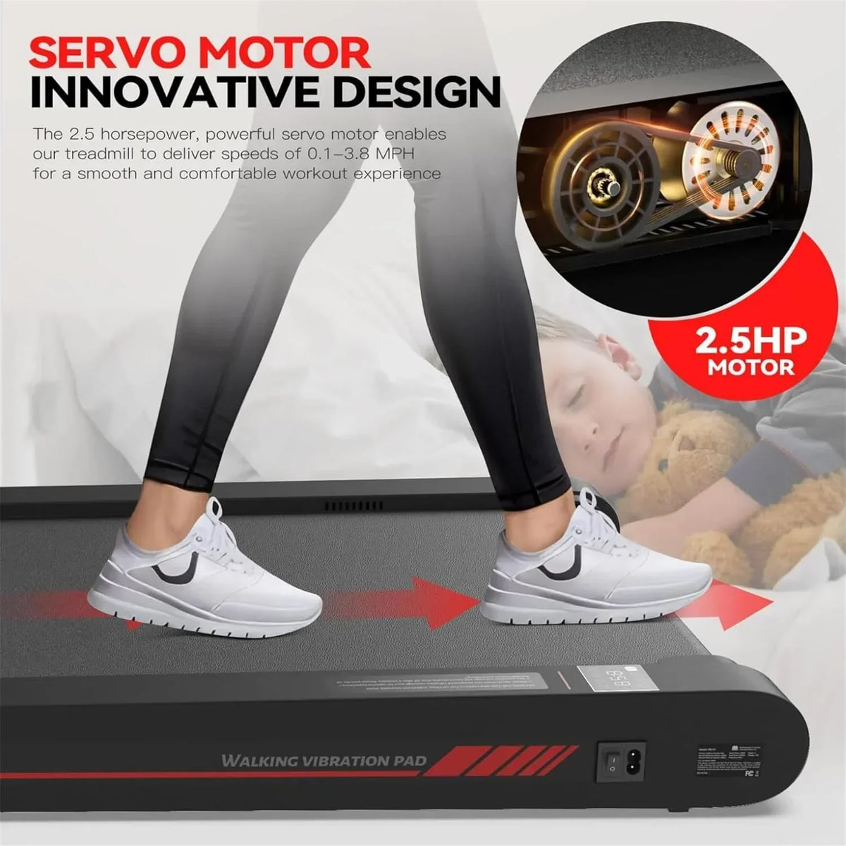Walking Vibration Pad with APP, 3 in 1 Under Desk Treadmill, 2.5HP Low Noise Walking Treadmill Pad with Remote Control,Portab