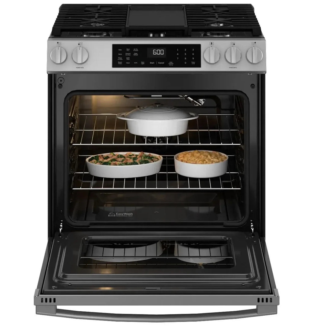 General Electric 30 in Slide-In Double Oven Gas Range in Silver - image 3