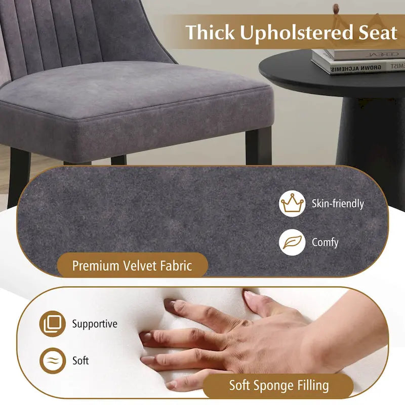 Costway Set of 2/4 Channel Tufted Dining Chairs with High Backrest - image 7