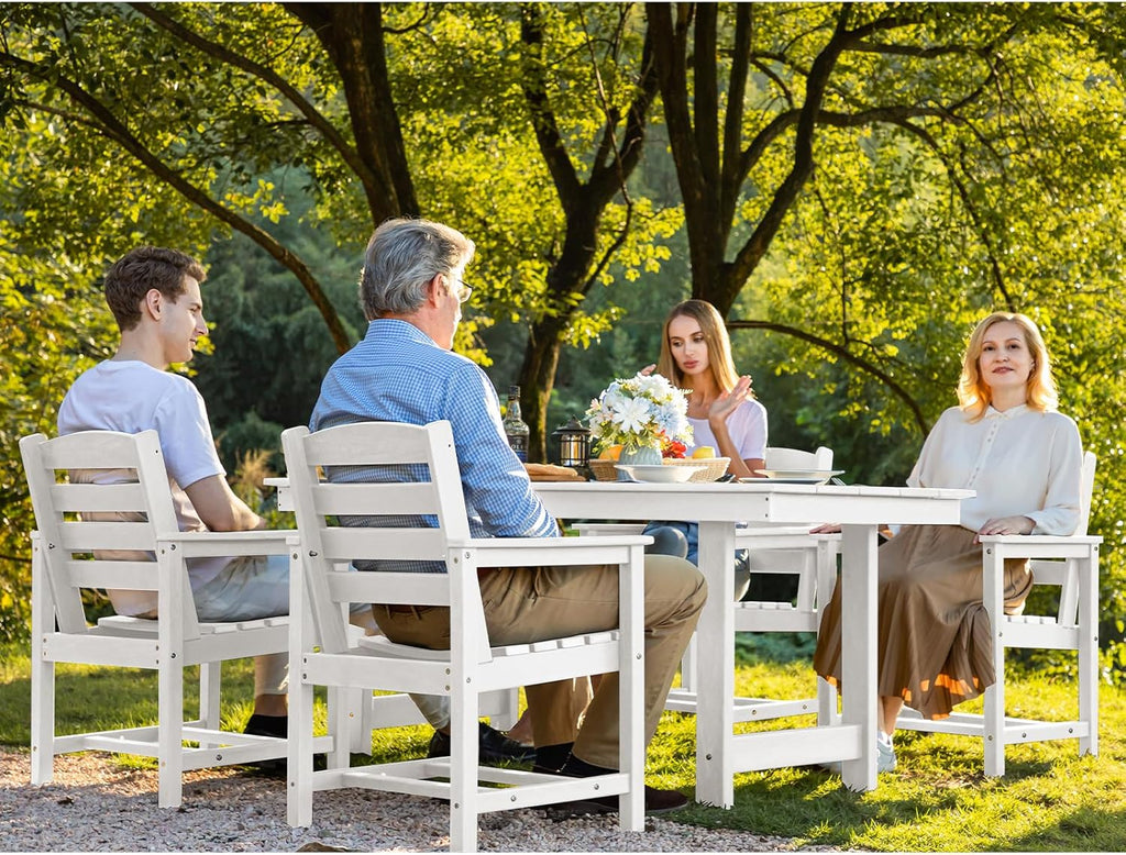 SERWALL 7-Piece Patio Table Set, Outdoor HDPE Dining Furniture with Umbrella Hole, All Weather Table and Chairs for Lawn, Garden, Poolside, Aruba - image 21