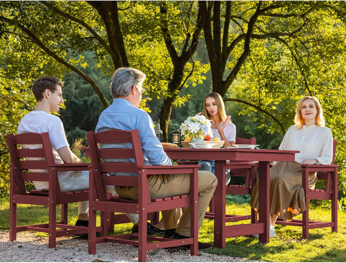 SERWALL 7-Piece Patio Table Set, Outdoor HDPE Dining Furniture with Umbrella Hole, All Weather Table and Chairs for Lawn, Garden, Poolside, Aruba - image 89