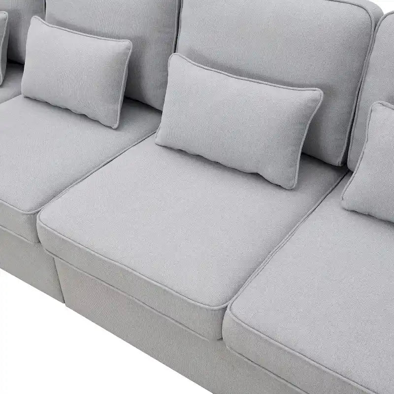 104-Inch Modern Linen Fabric Sofa for 4 with Armrest Pockets and 4 Cushions - image 13