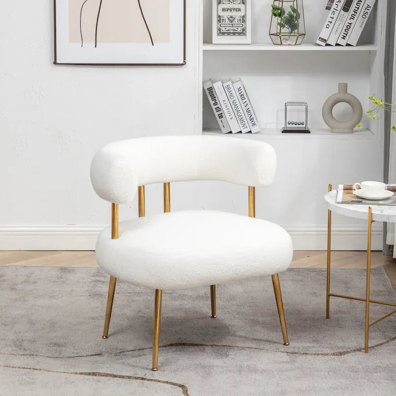 SEYNAR Contemporary Glam Upholstered Open-Back Accent Chair with Gold Legs - image 11