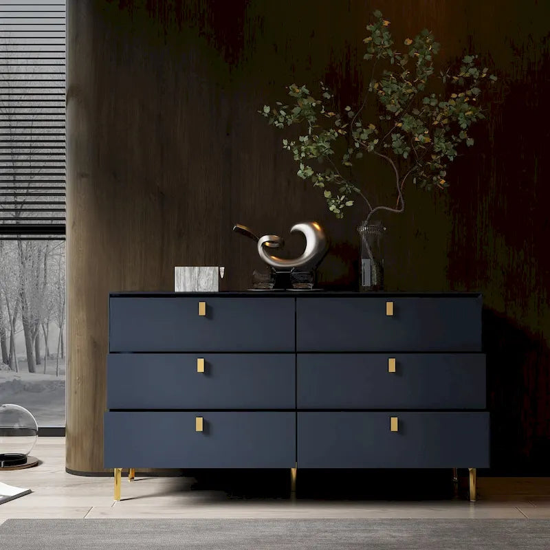 Mid-Century 6-Drawer Storage Dresser Chest Sideboard - image 7