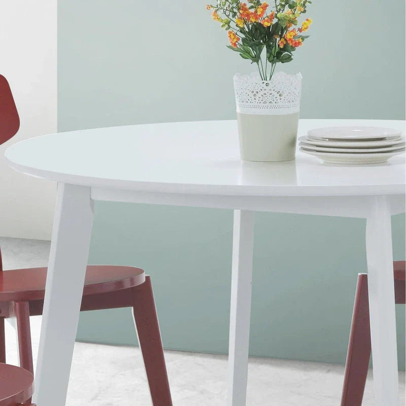 Roundhill Furniture Roma Modern White Round Dining Table - image 4