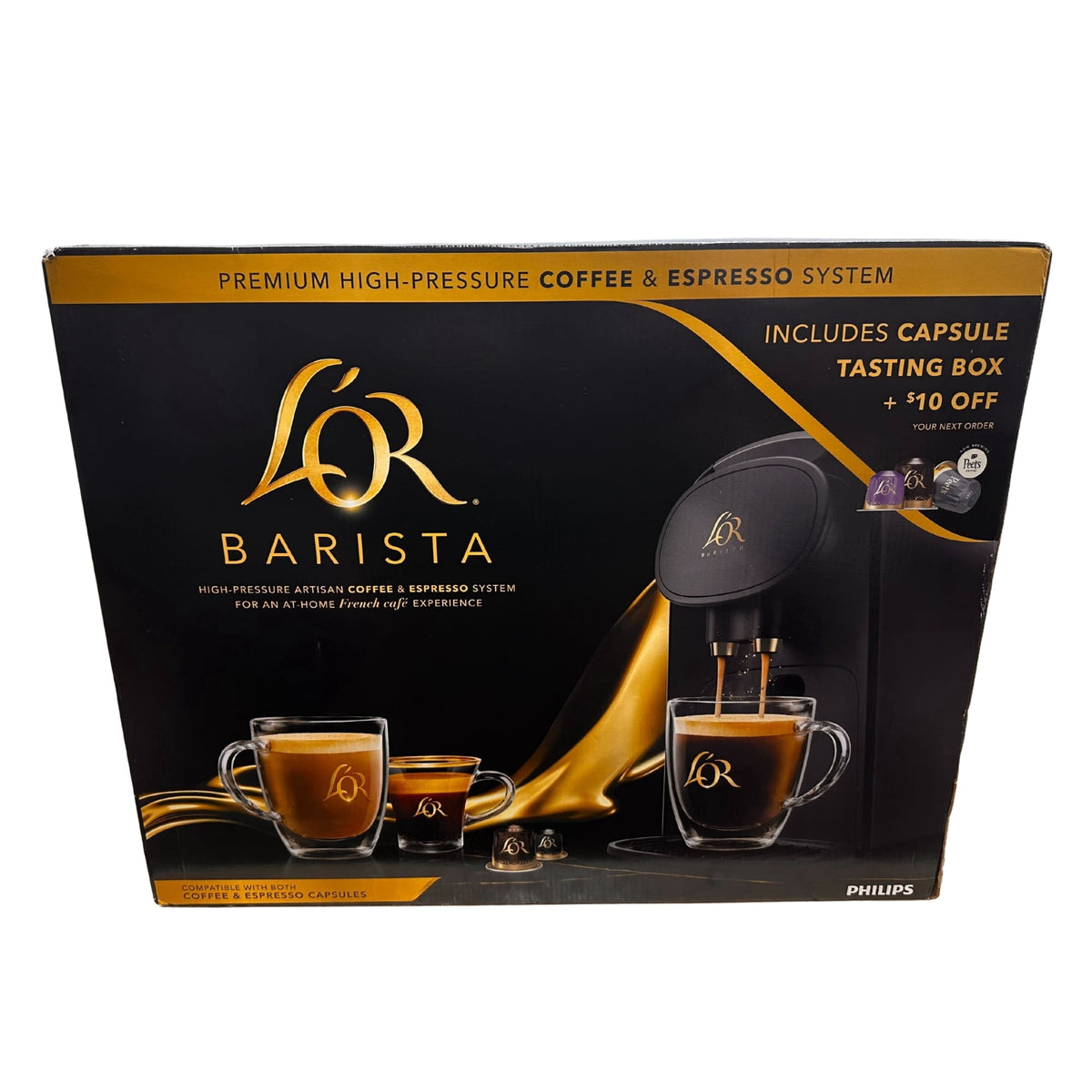 L'OR Barista System Coffee and Espresso Machine Combo, Matte Black