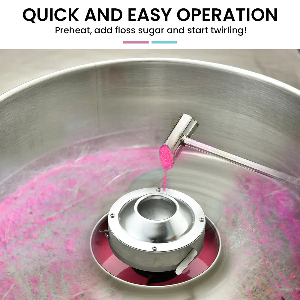 EUROCHEF 1100W Commercial Fairy Floss Machine, Cotton Candy Maker with Bubble Cover - image 3