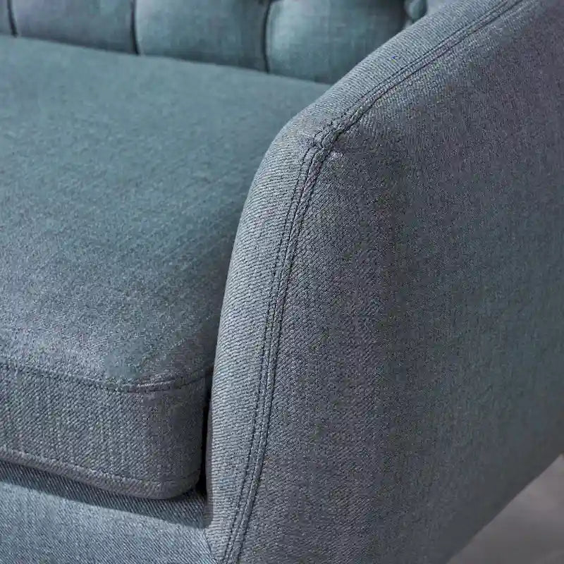 Mid Century Tufted Sofa with Cushioned Seat and Wooden Legs - image 21