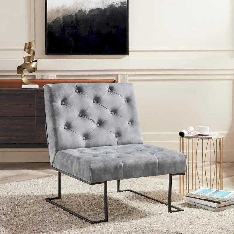 Corvus Savannah Tufted Velvet Lounge Chair with Upholstered Accent - image 1