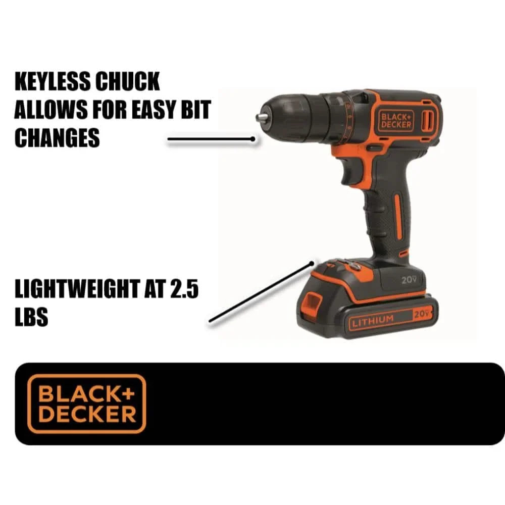 BLACK+DECKER 20V Cordless 3/8 in Drill Driver, 1.5Ah, Battery and Charger Included - image 3