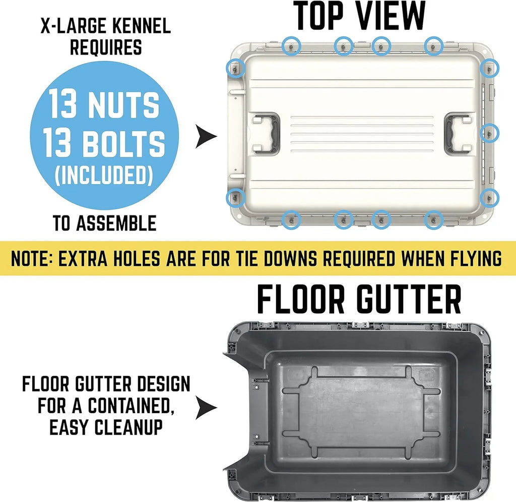Designs Plastic Kennels Rolling Plastic Airline Approved Wire Door Travel Dog Crate, XXX-Large, Gray - image 52