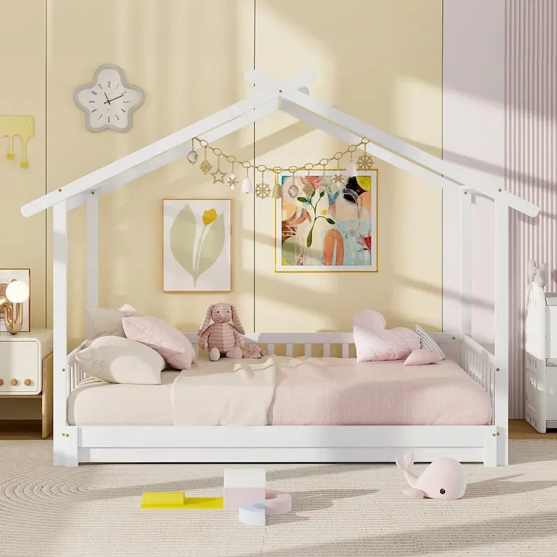 Gymax Twin to King Wooden House Bed Daybed with Safety Rails & Customizable Design - image 9