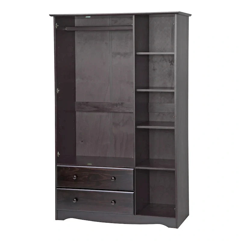 3-Door Wardrobe Armoire - White/Mocha/Java - Solid Wood - image 14