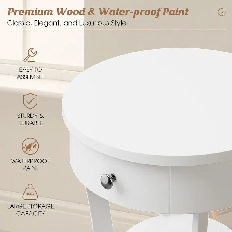 Costway Round 2-Tier Side Table - Versatile Nightstand for Bedroom and Living Room - image 10