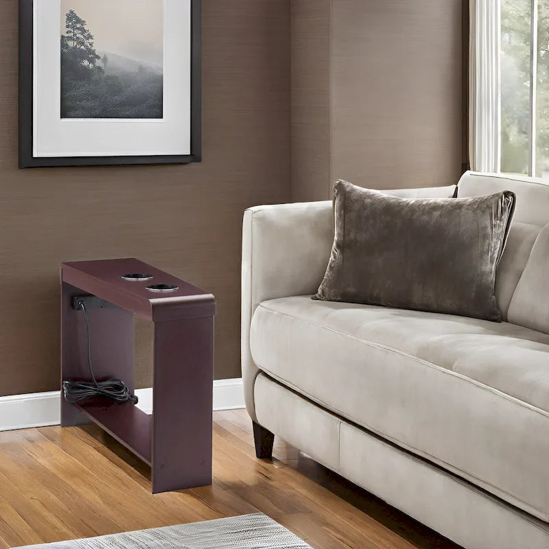 Compact Charging Side Table - Nightstand with Storage, Dual Power Outlets & USB Ports - image 7
