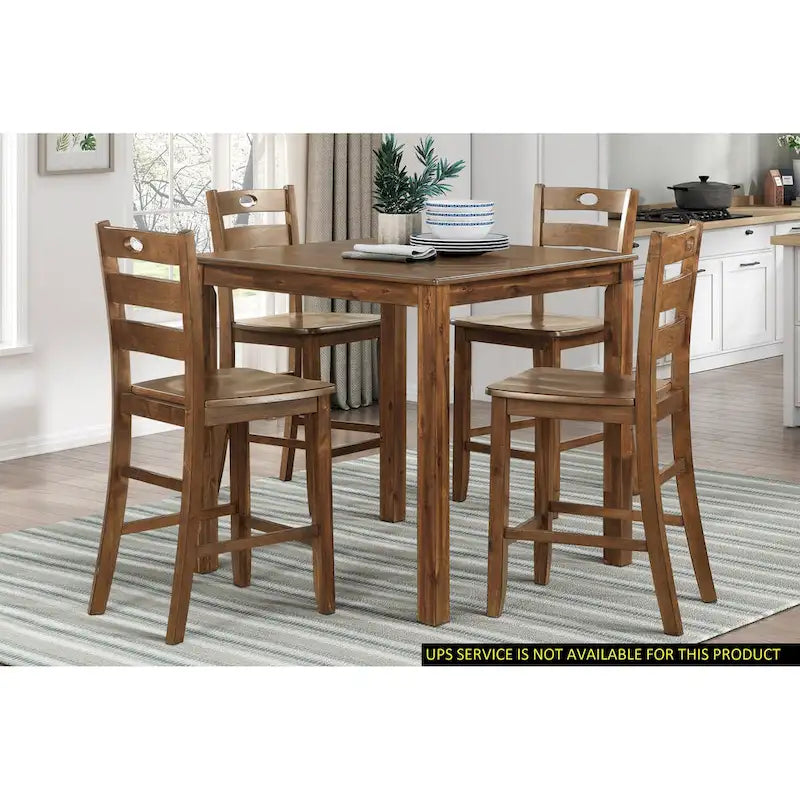 5-Piece Wooden Counter Height Dining Set: Square Table and 4 Chairs for Your Kitchen - image 5
