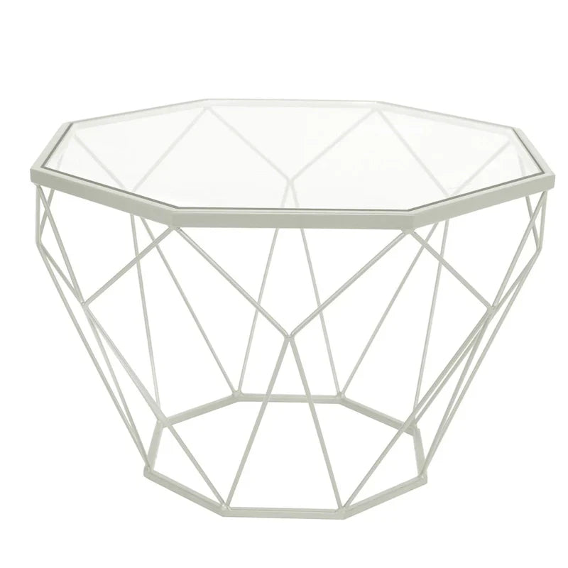 Malibu 22 Modern Octagonal Coffee Table with Tempered Glass Top and Durable Metal Geometric Base for Living Room or Office - image 9