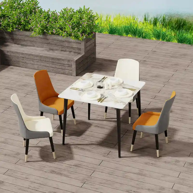Contemporary Slate Kitchen Dining Table with Sintered Stone Surface and Metal Legs (Table Only) - 31.5 x 31.5 x 30 inches - image 11