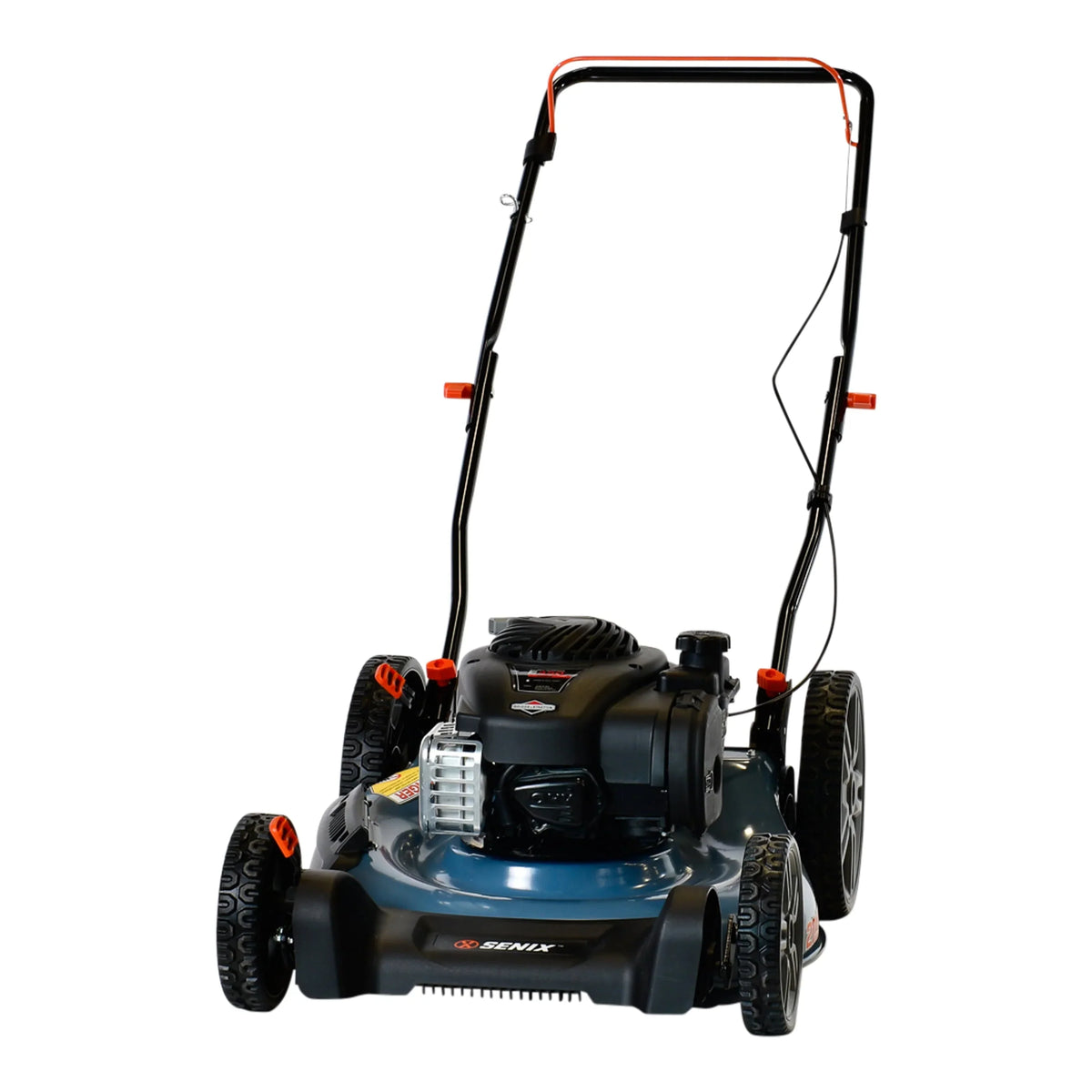 SENIX Gas Lawn Mower, 21-Inch, 125 cc 4-Cycle Briggs & Stratton Engine, 2-In-1 Push Lawnmower, 6-Position Height Adjustment with 11-Inch Rear Wheels, LSPG-M4, Blue - image 3