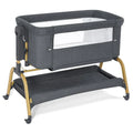Rocking Bassinet Bedside Sleeper, Adjustable Height, Portable with Wheels, Includes Comfy Mattress, for Newborns