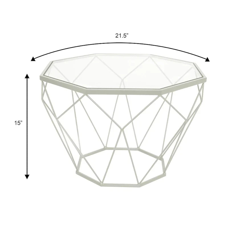 Malibu 22 Modern Octagonal Coffee Table with Tempered Glass Top and Durable Metal Geometric Base for Living Room or Office - image 20