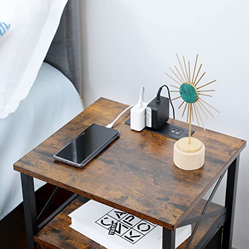 AMHANCIBLE Night Stand Set 2, Nightstand with Charging Station - image 3