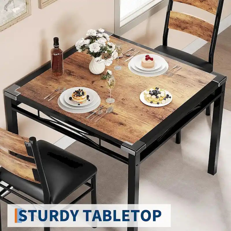 Wooden Dining Table Set with Upholstered Chairs for Kitchen - image 18