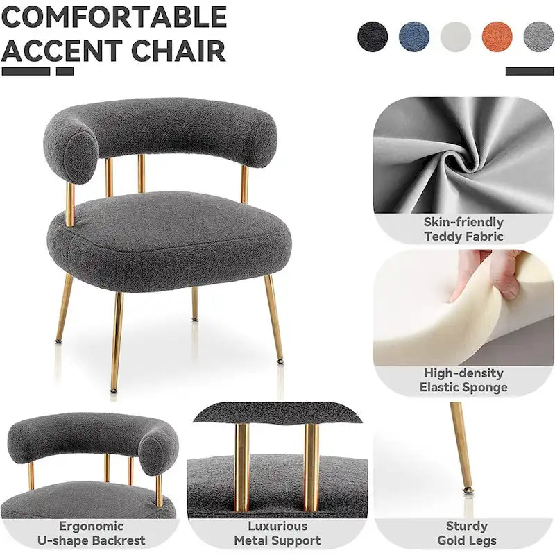 SEYNAR Contemporary Glam Upholstered Open-Back Accent Chair with Gold Legs - image 41