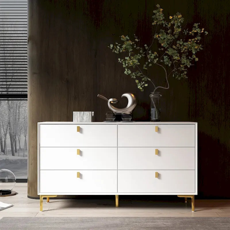 Mid-Century 6-Drawer Storage Dresser Chest Sideboard - image 4
